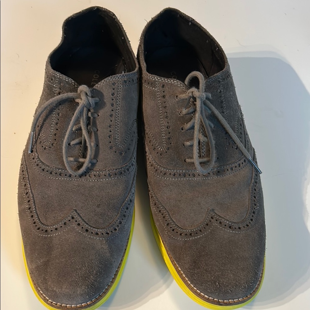 Cole Haan Gray and Yellow Oxford Shoes